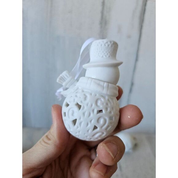 Snowman sparkle glitter Cardinal bird ornament snowball Xmas tree - Picture 13 of 16